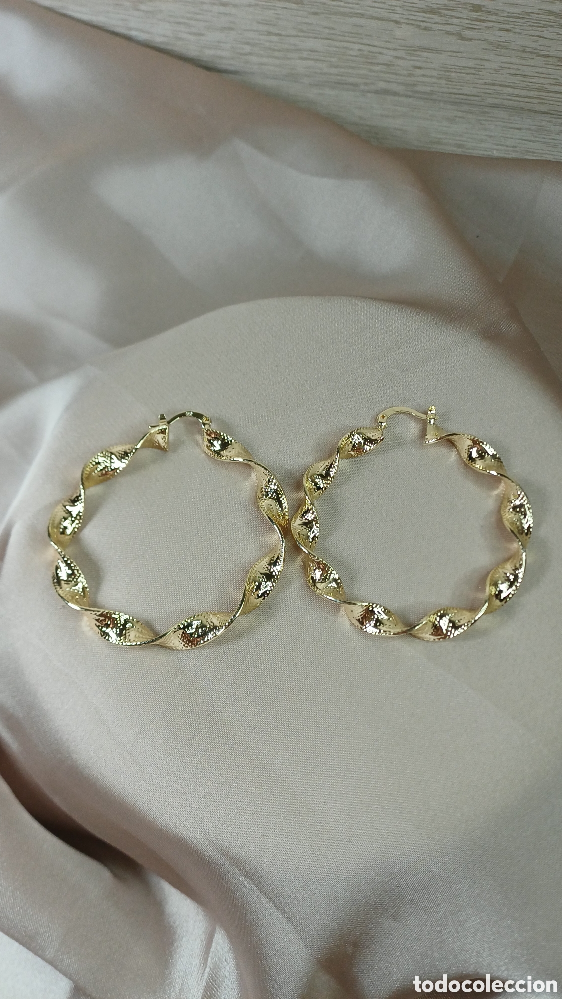 Jewelry: PENDIENTES ARO RIZADO CHAPADO ORO 18 K GRIEGO
