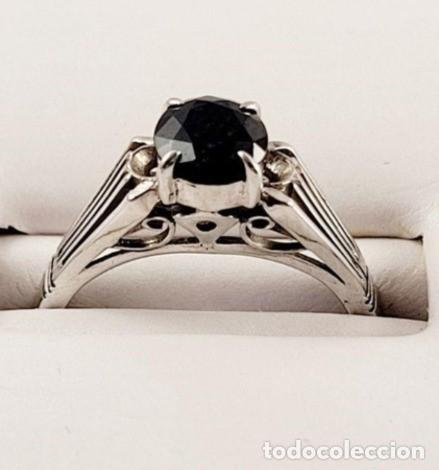 Joyeria: Anillo oro blanco 14 kt con zafiro - Foto 2