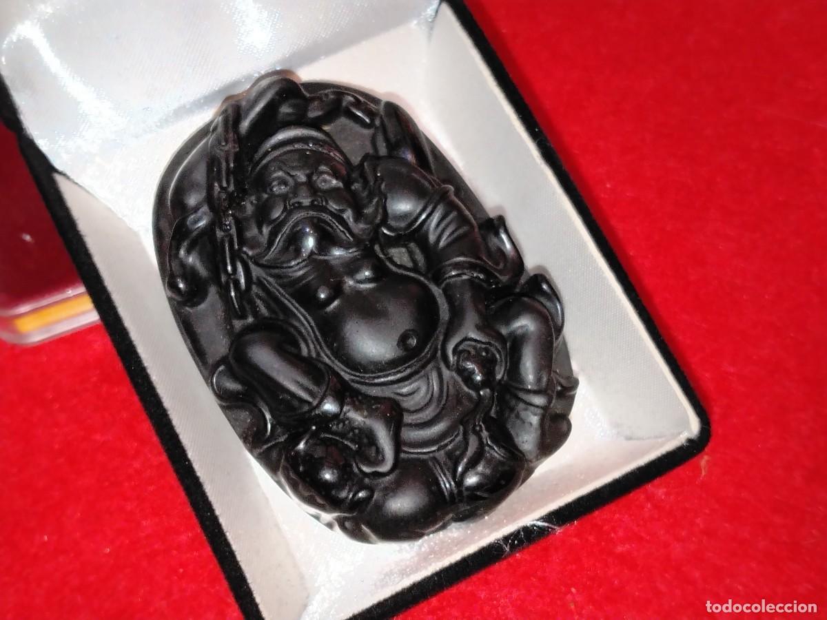 Jewelry: AMULETO TALLADO DE ZHONG KUI MITOLOGIA Y EL FOLCLORE CHINO,PIEDRA NATURAL OBSIDIANA NEGRA
