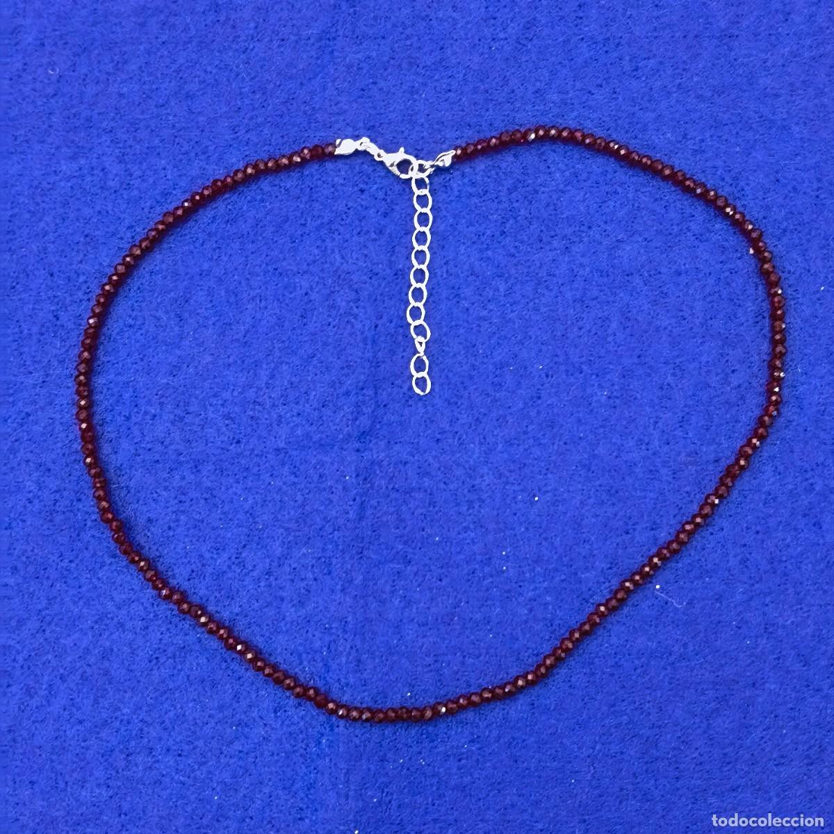 Joalharia: GARGANTILLA DE GRANATE NATURAL FACETADO 3-3,5 MM Y ALPACA PLATEADA. MED. 43 - 47 CMS