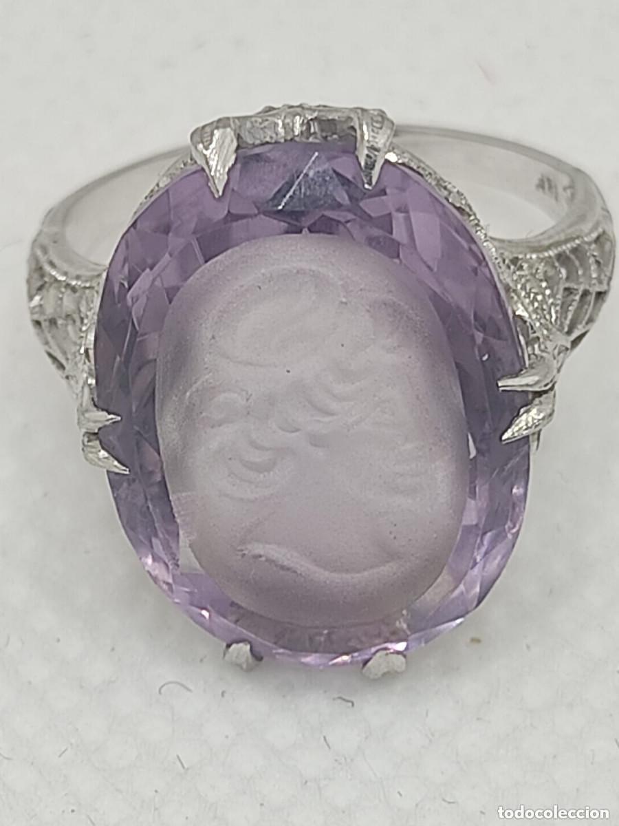 Joyeria: Sortija oro y camafeo de amatista tallada