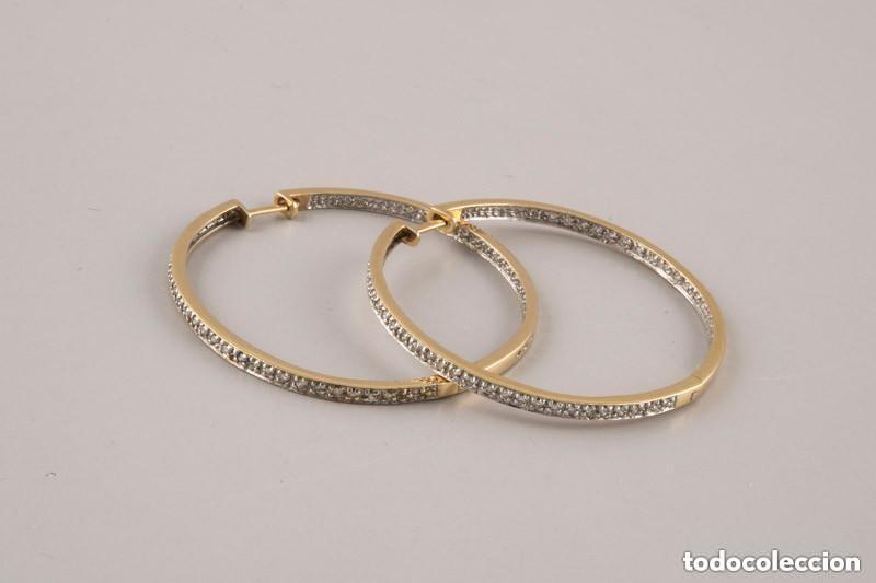 Joyeria: Pendientes aro grande oro y brillantes naturales