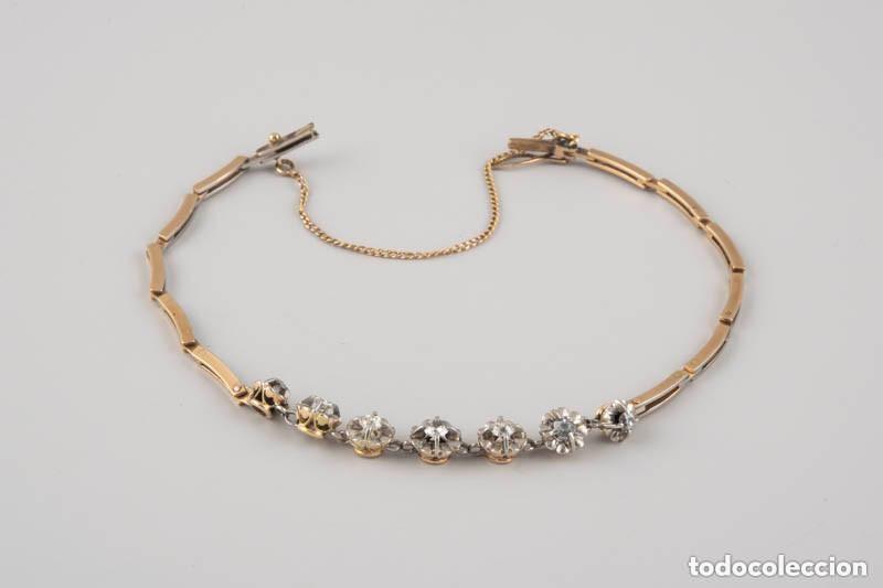 Joaillerie: Pulsera antigua oro, platino y diamantes naturales