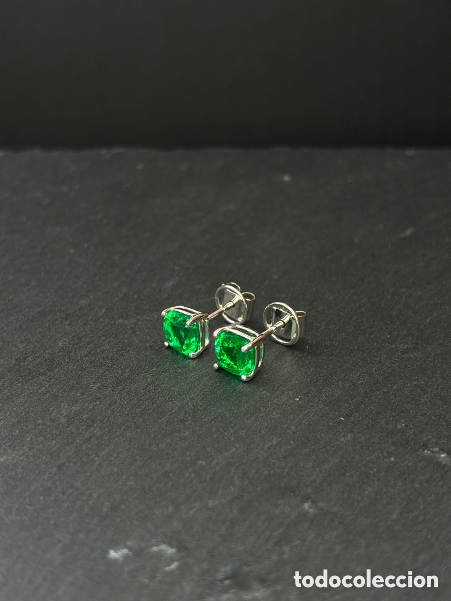 Joyeria: Pendientes Oro blanco 18k con Esmeralda - Foto 2