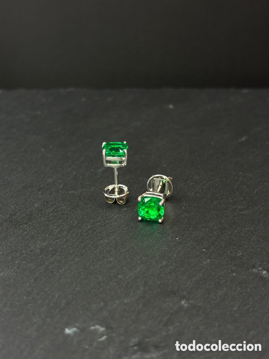 Joyeria: Pendientes Oro blanco 18k con Esmeralda - Foto 4
