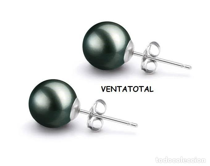 Joyeria: PENDIENTES VINTAGE PLATA Y BOLAS DE PERLAS NEGRAS PESA 1,59 GRA UNO MIDE EL PINCHO1,50 CENTIMETROS