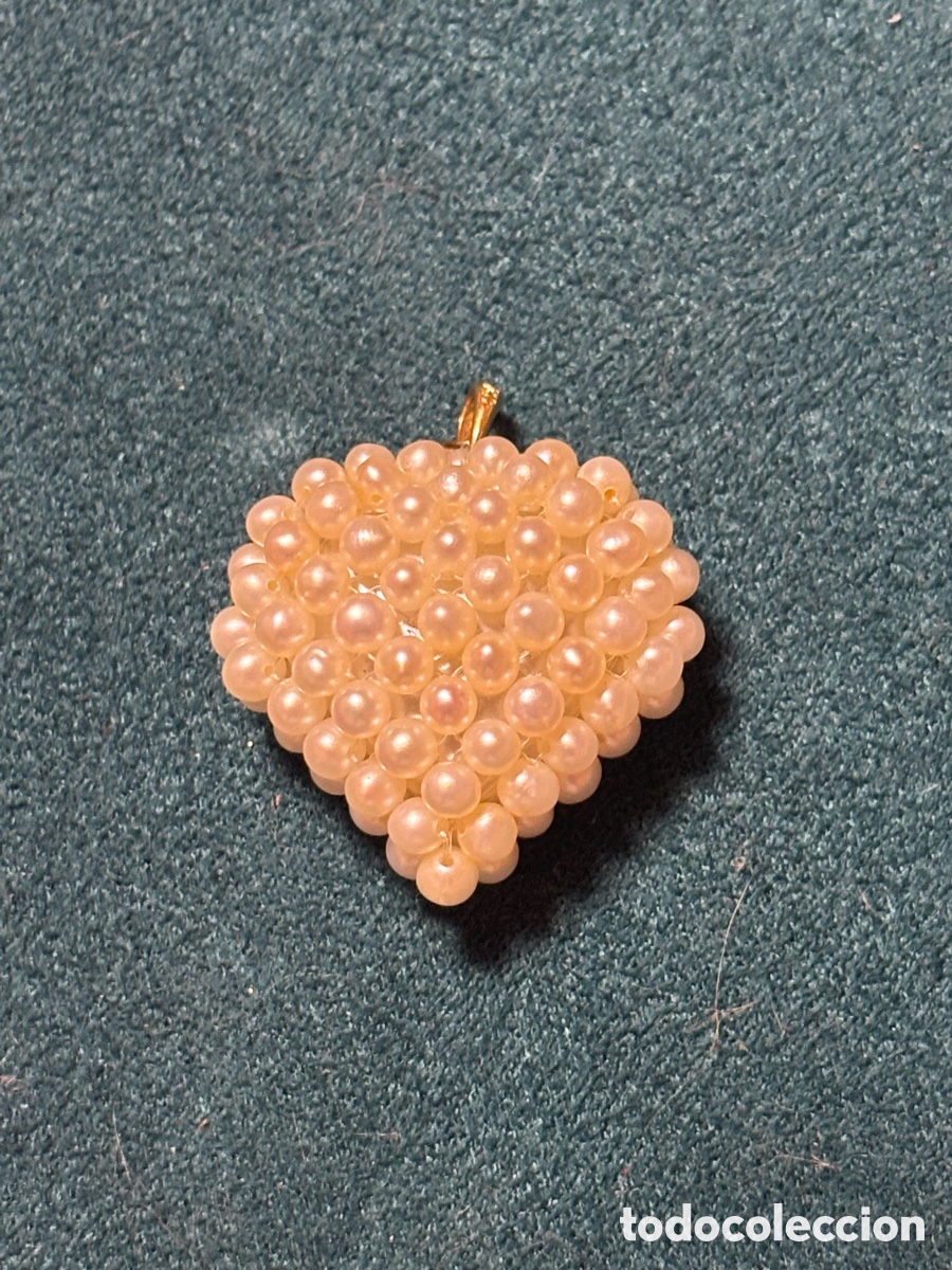 Joyeria: Colgante coraz&oacute;n perlitas y oro