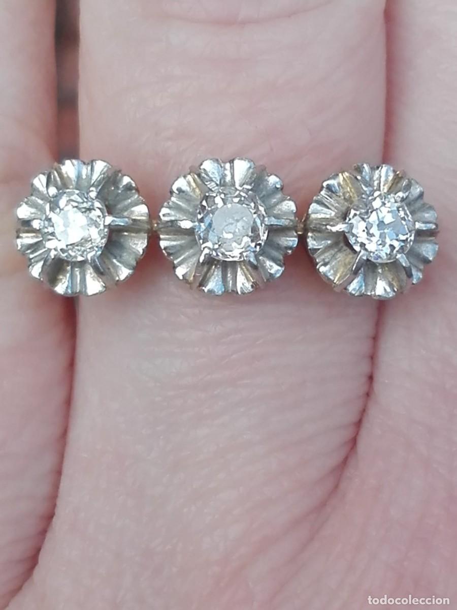 Joyeria: Sortija antigua oro 18K , platino y brillantes naturales