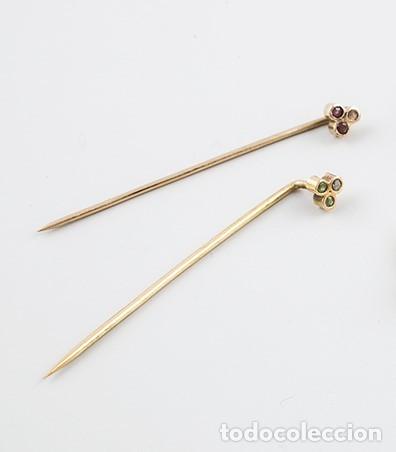 Schmuck: Pareja de alfileres antiguos de oro