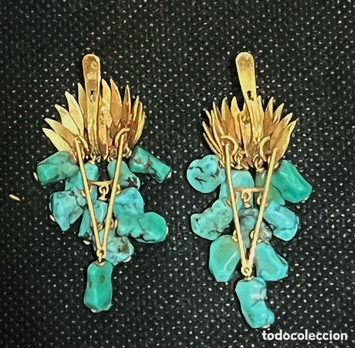 Joyeria: PRECIOSOS PENDIENTES EN ORO Y TURQUESAS, CIERRE CATAL&Aacute;N - Foto 3