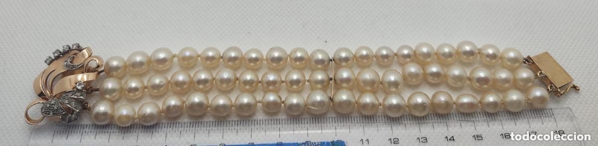 Joyeria: Pulsera brazalete oro, diamantes y perlas - Foto 2