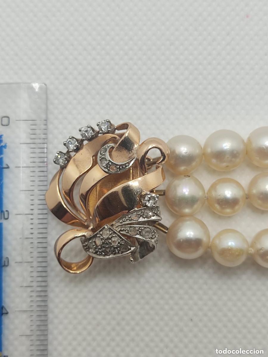 Joyeria: Pulsera brazalete oro, diamantes y perlas - Foto 3
