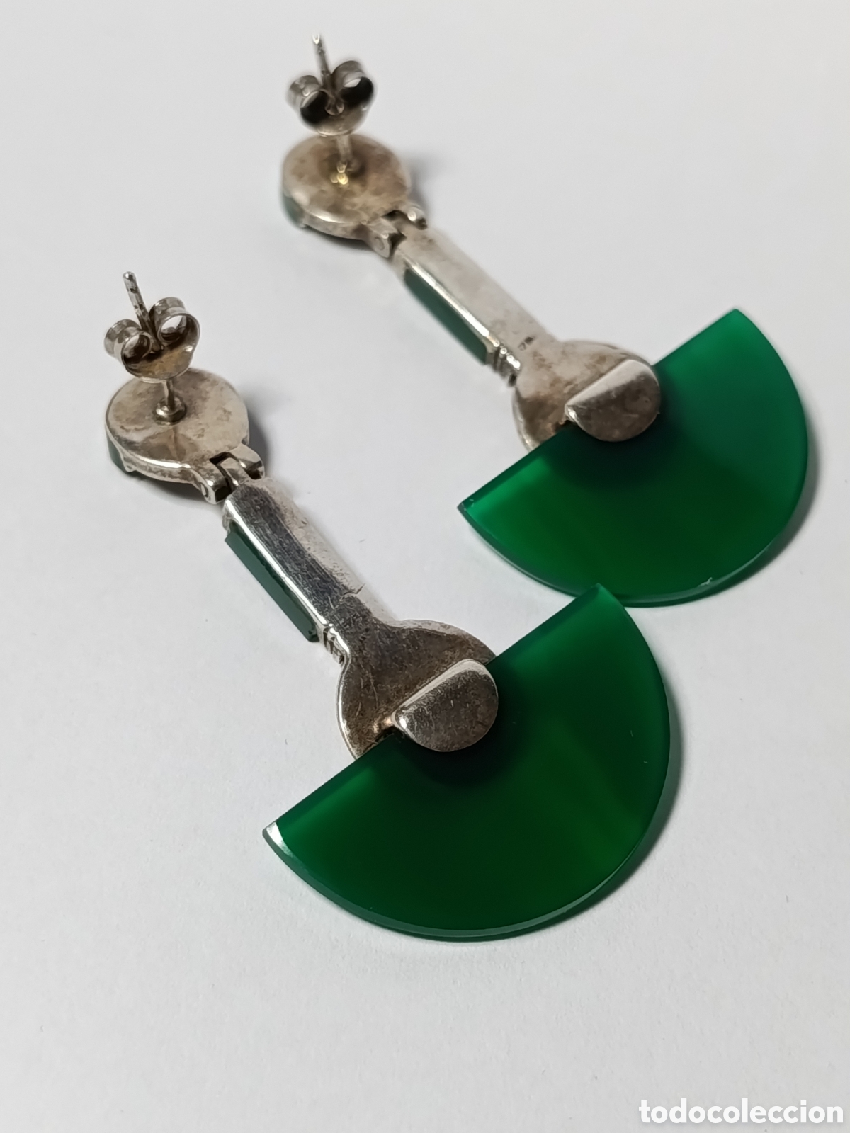 Joyeria: Pendientes estilo art deco. Plata, marquesitas y &aacute;gata. - Foto 2