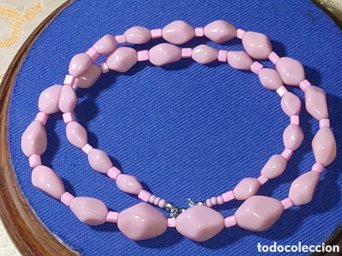 Joyeria: Antiguo Collar de opalina rosa. - Foto 3