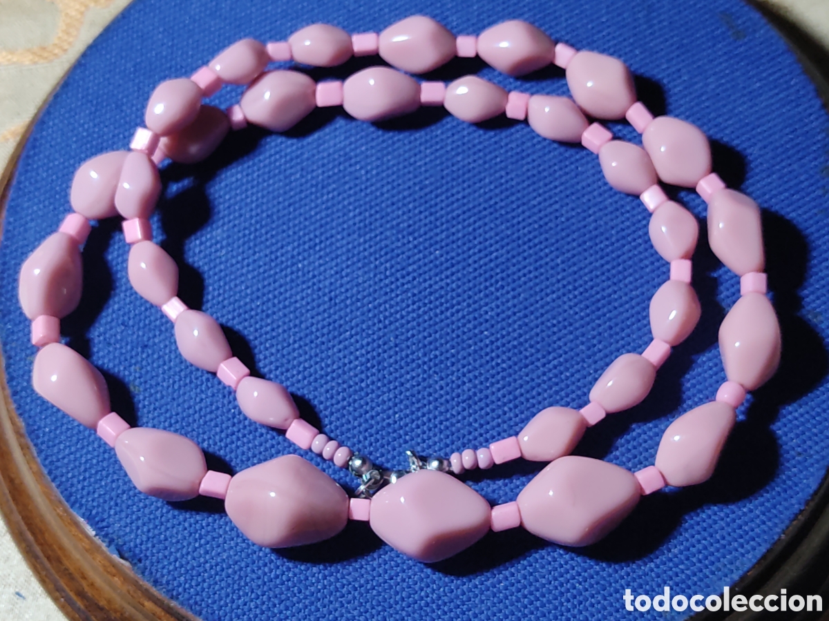 Joyeria: Antiguo Collar de opalina rosa. - Foto 4