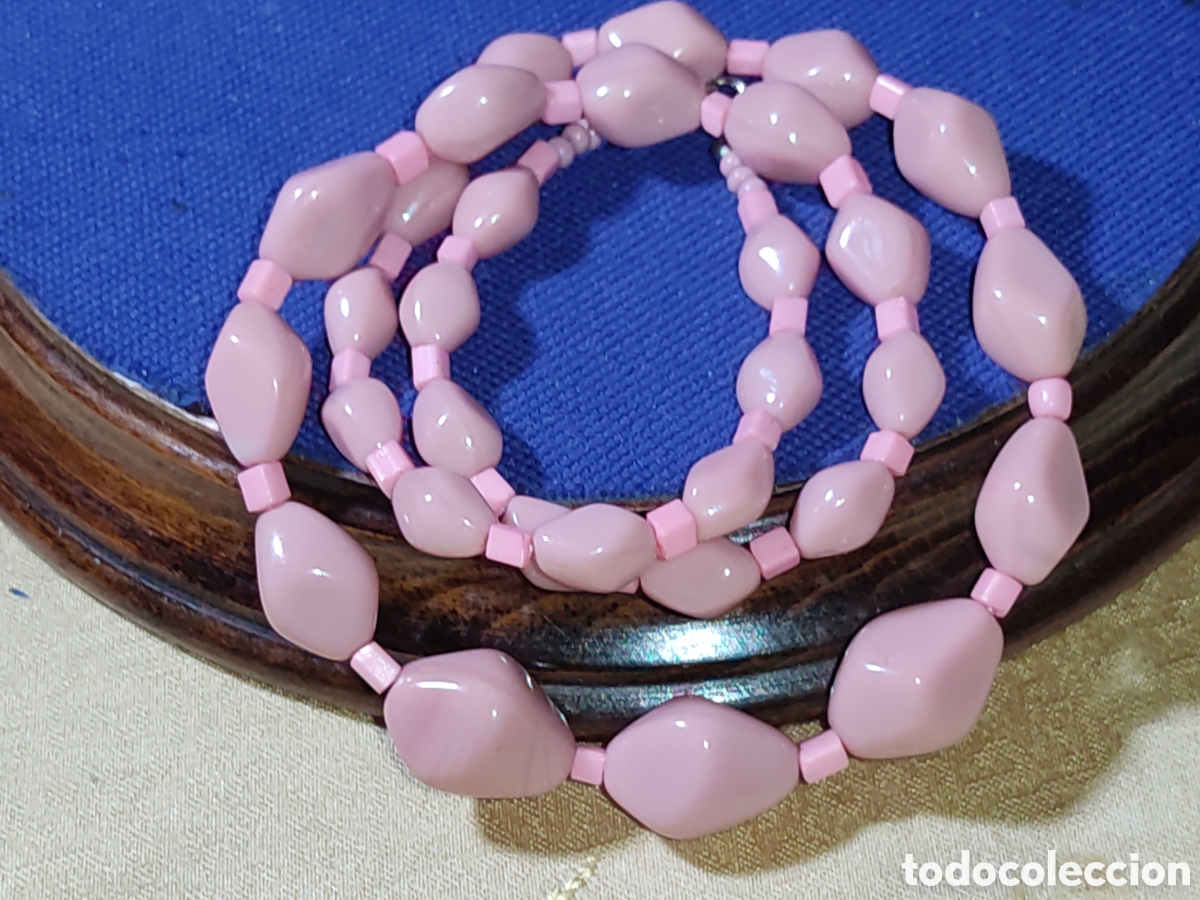 Joyeria: Antiguo Collar de opalina rosa. - Foto 6