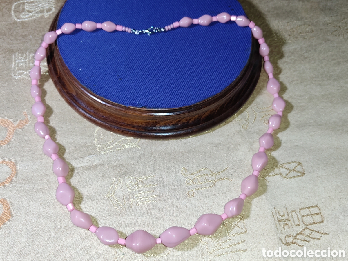 Joyeria: Antiguo Collar de opalina rosa. - Foto 1