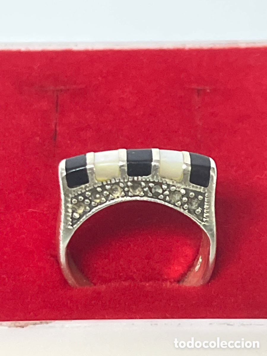 Joyeria: Anillo de plata con n&aacute;car, &oacute;nix y marquesitas / S503