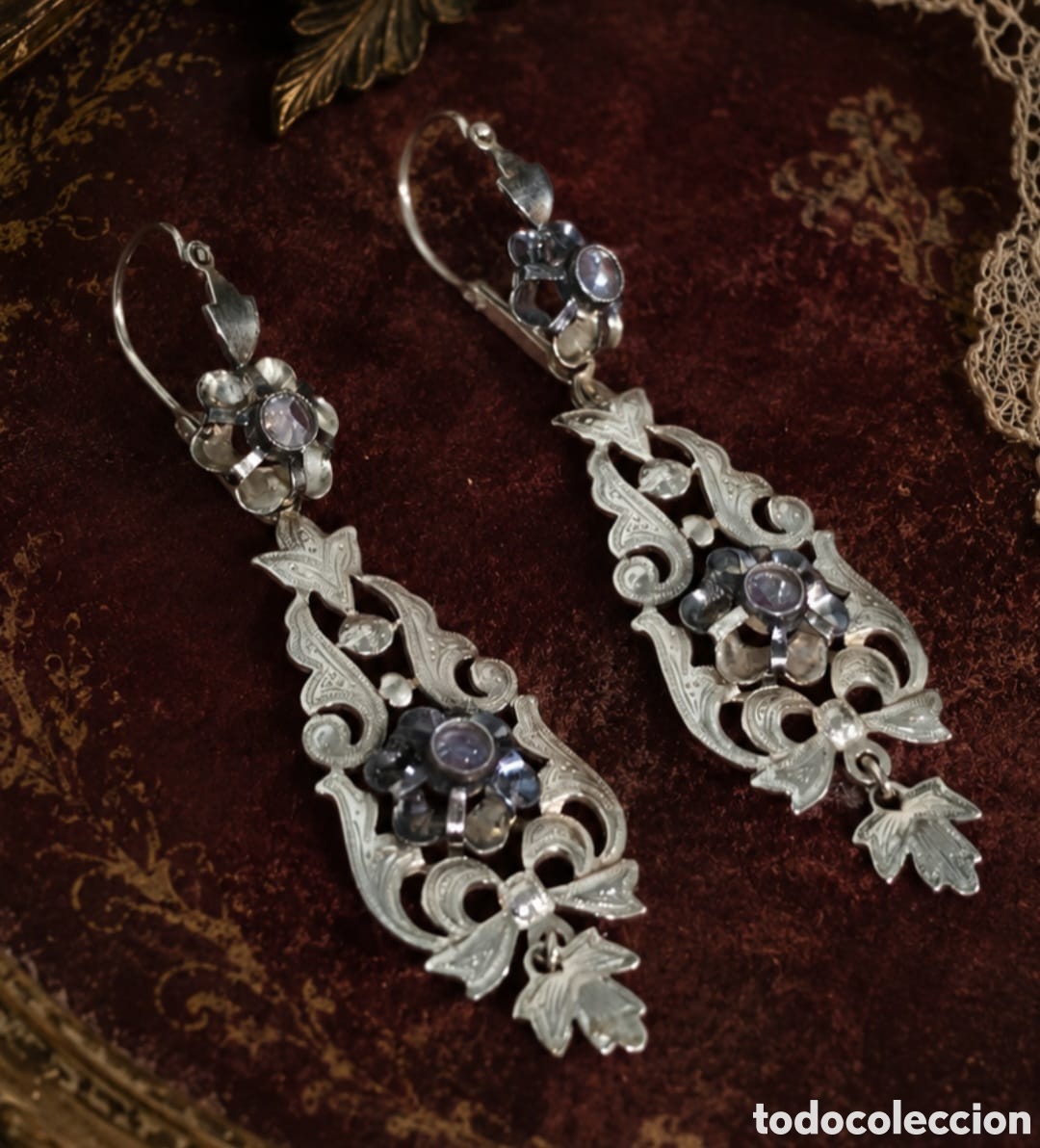 Joyeria: ANTIGUOS PENDIENTES ISABELINOS DEL SIGLO XIX