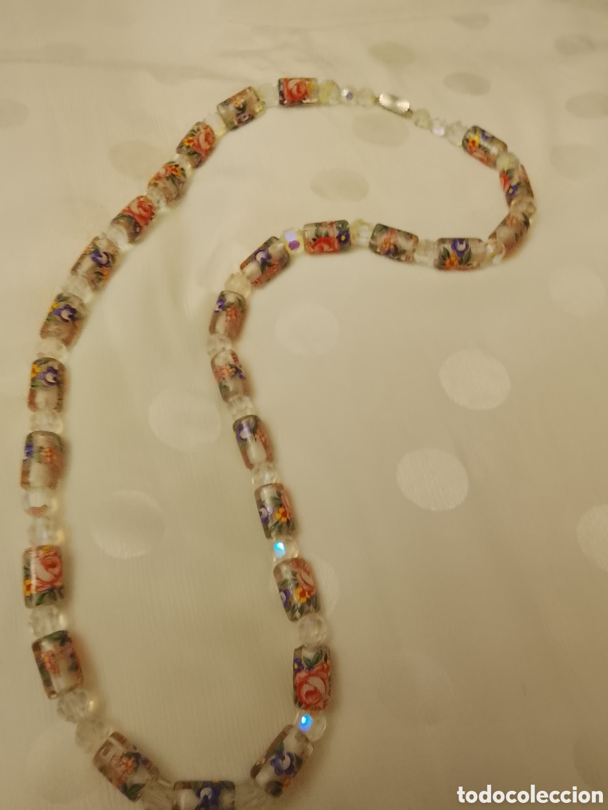 Joyeria: Antiguo collar de cristal de roca decorado y cristal roca facetado ,mide 80 ent .Ver fotos y descri