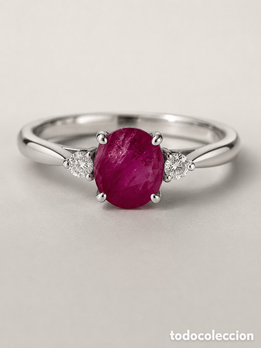 Joyeria: Anillo Oro Blanco 18k Y Rub&iacute; Natural Certificado Por Encargo