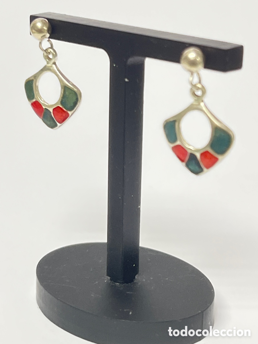 Joyeria: Pendientes de plata y esmaltes /P496 - Foto 2