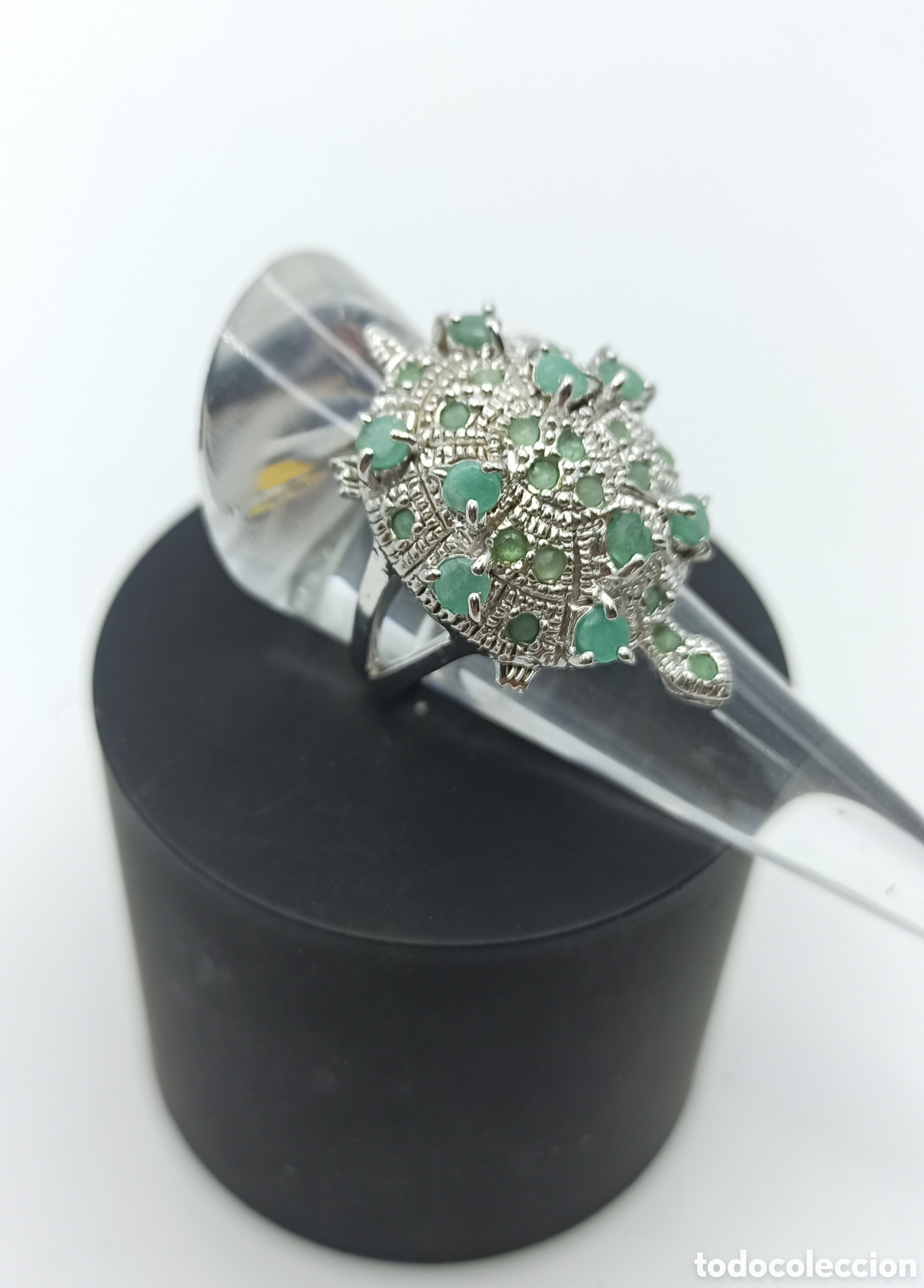 Joyeria: Anillo Tortuga Plata con Esmeraldas