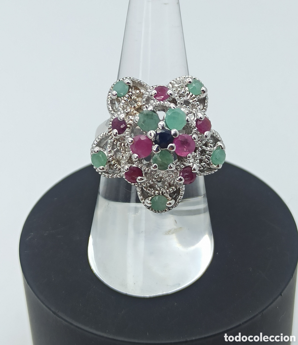 Joyeria: Anillo Plata Zafiro Rub&iacute;es Esmeraldas