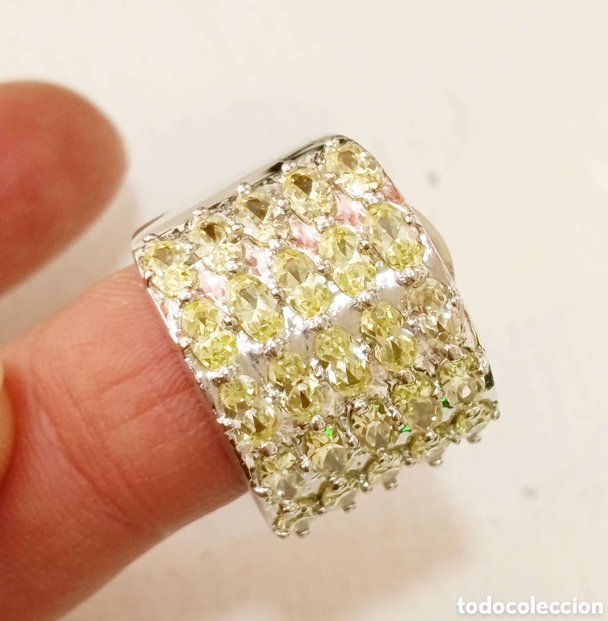 Joyeria: Anillo espectacular de plata de 1ra ley 925 y circonitas, talla 18, 16.8 gr, a&ntilde;o 2000, nuevo