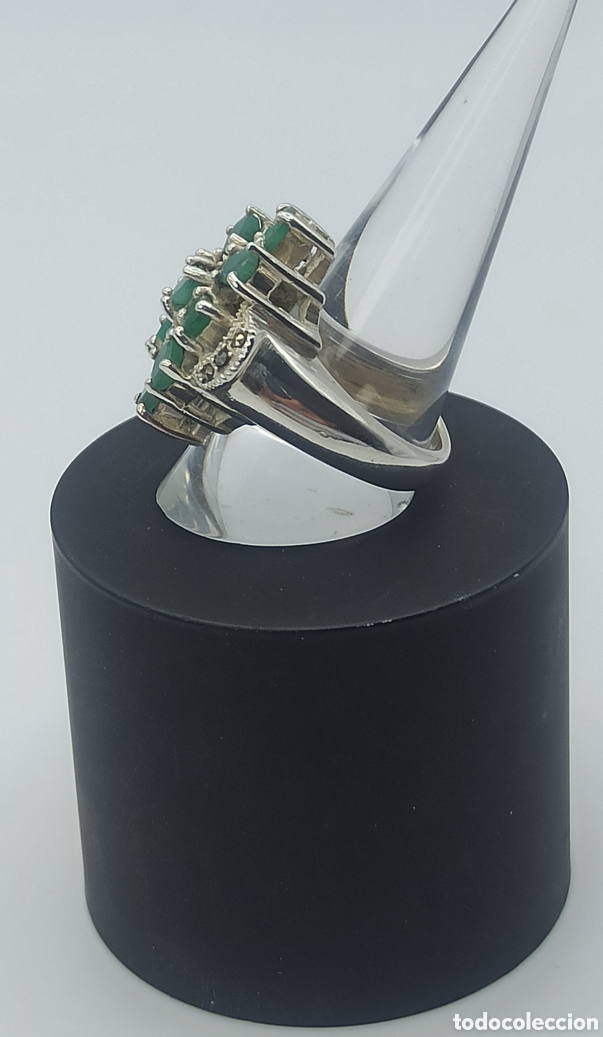 Joyeria: Anillo Plata Esmeraldas y Marquesitas - Foto 3