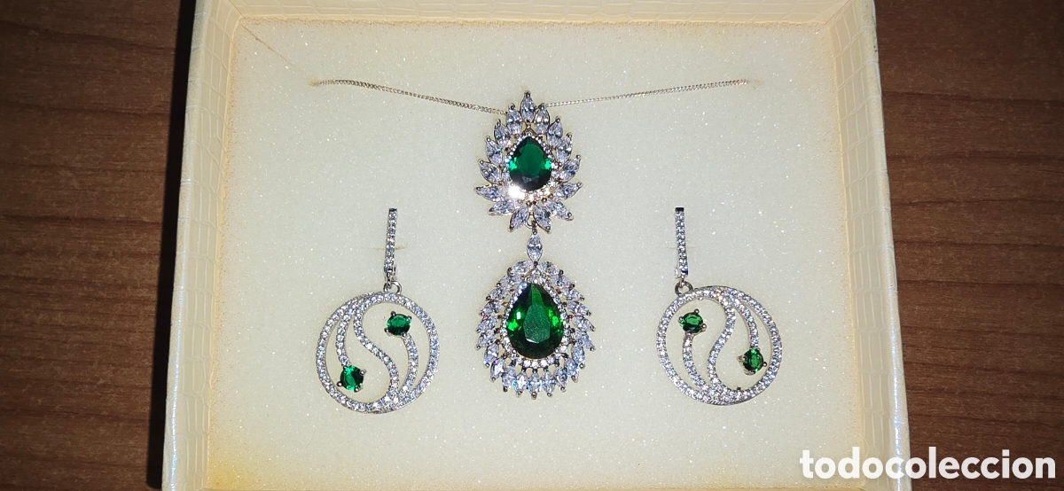 Joyeria: PRECIOSO CONJUNTO DE CADENA COLGANTE Y PENDIENTES EN PLATA 925