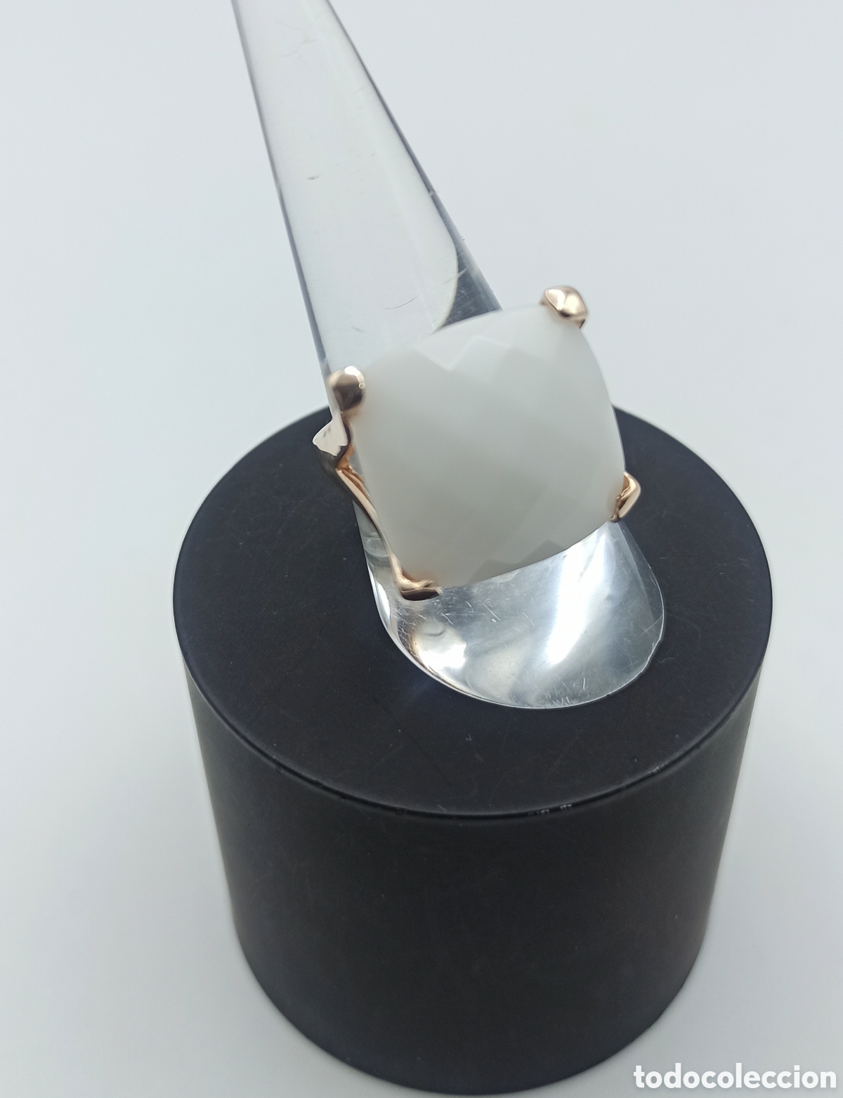 Joyeria: Anillo Plata Rosa Agata blanca