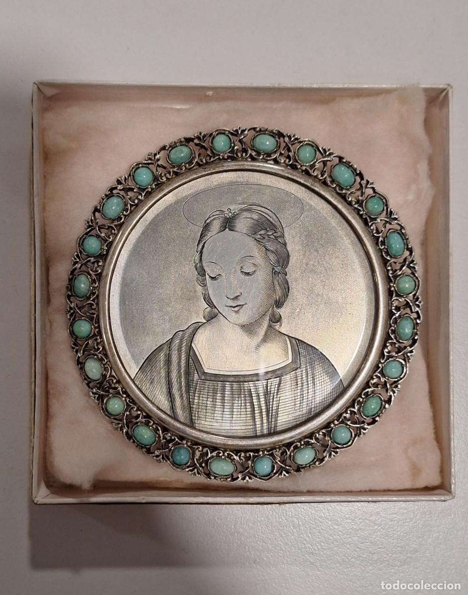 Joyeria: Medall&oacute;n plata turquesas en su caja original