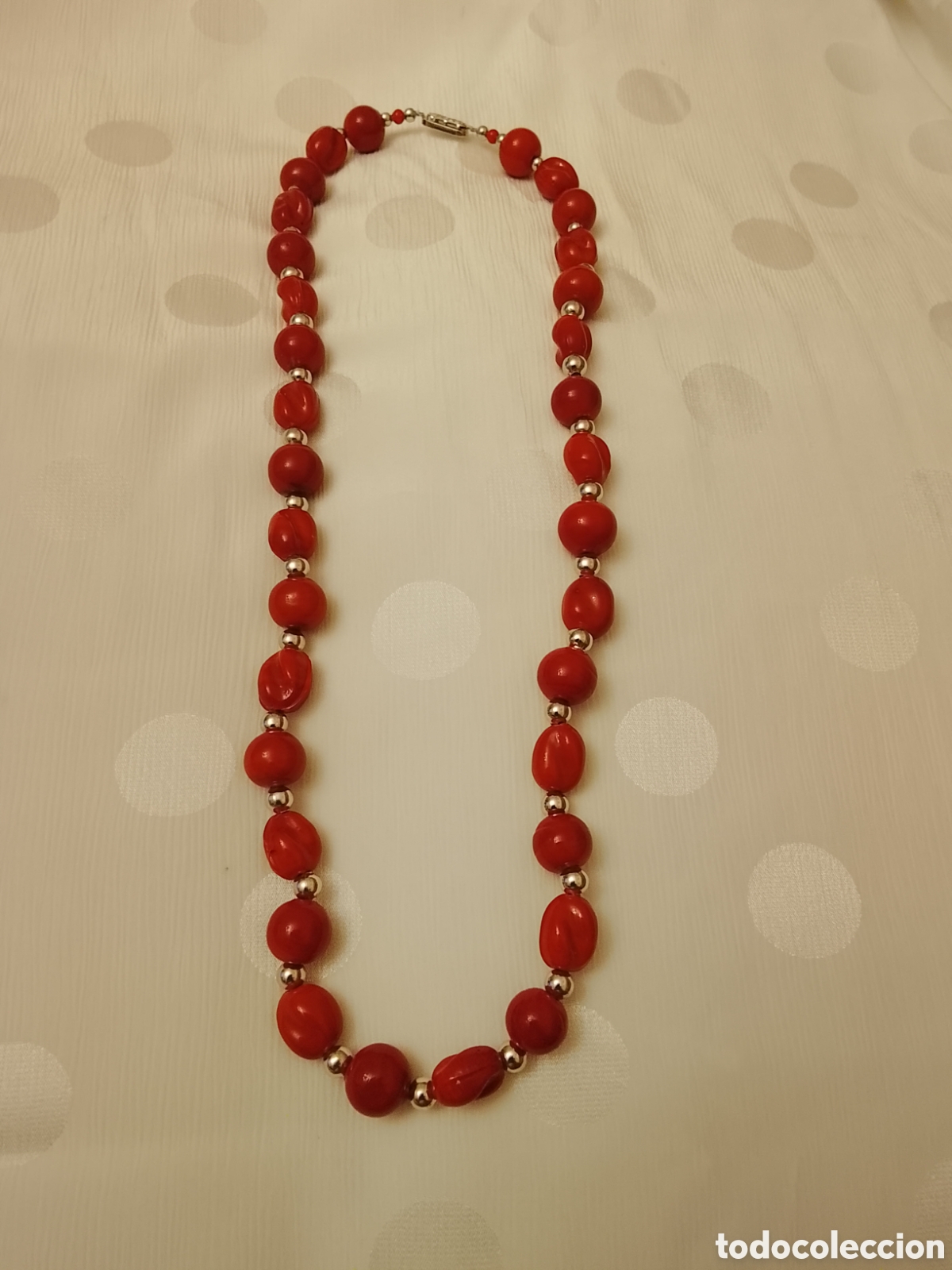 Joyeria: Collar de bolas rojas de cristal de murano .Mide 58 cent - Foto 2