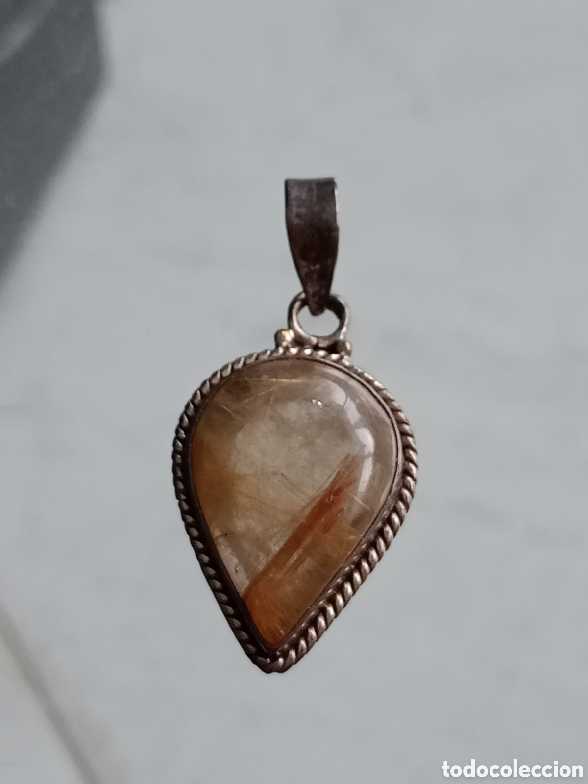 Joyeria: Antiguo colgante cuarzo rutilado en plata de ley