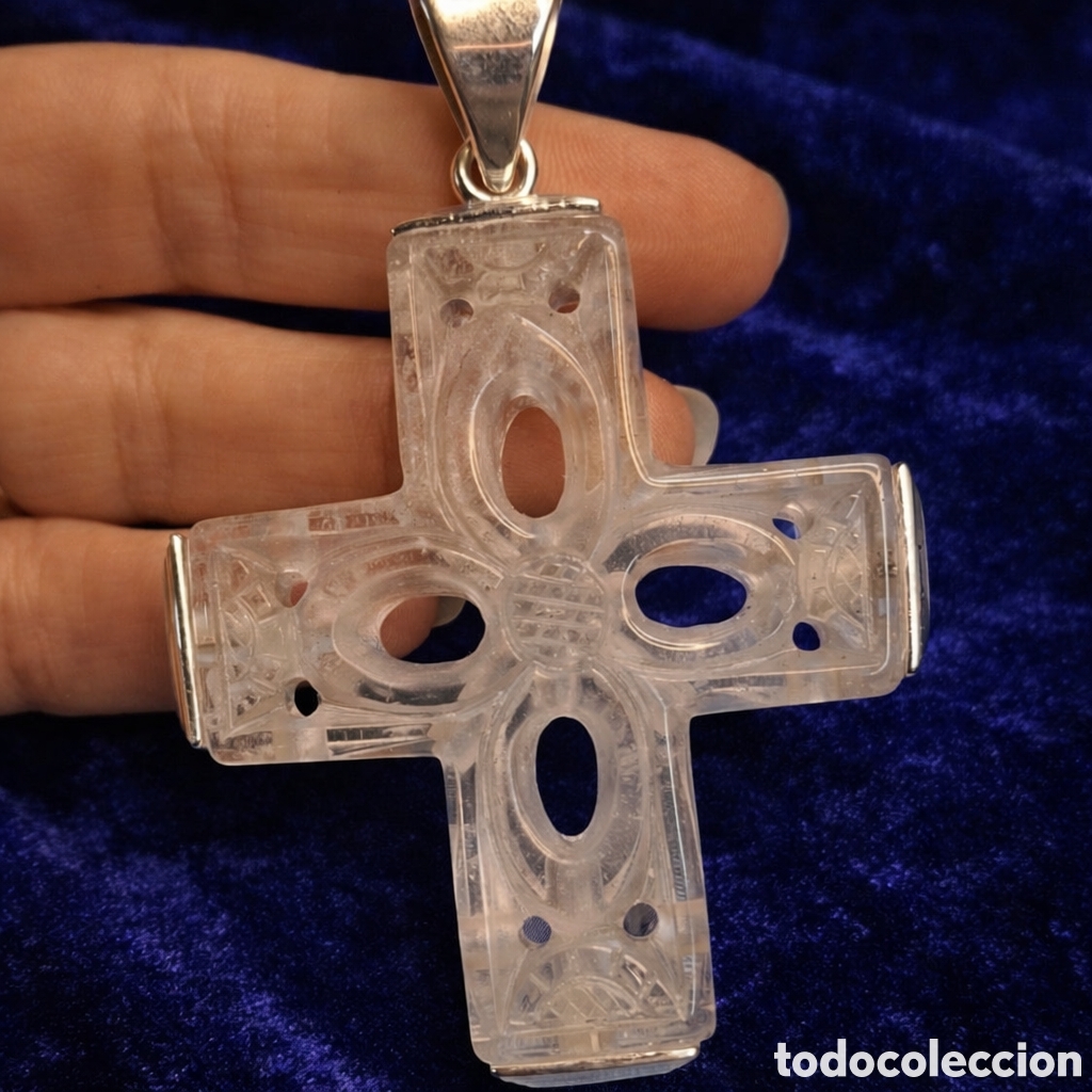 Joyeria: Colgante Cruz Cristal Roca y Plata