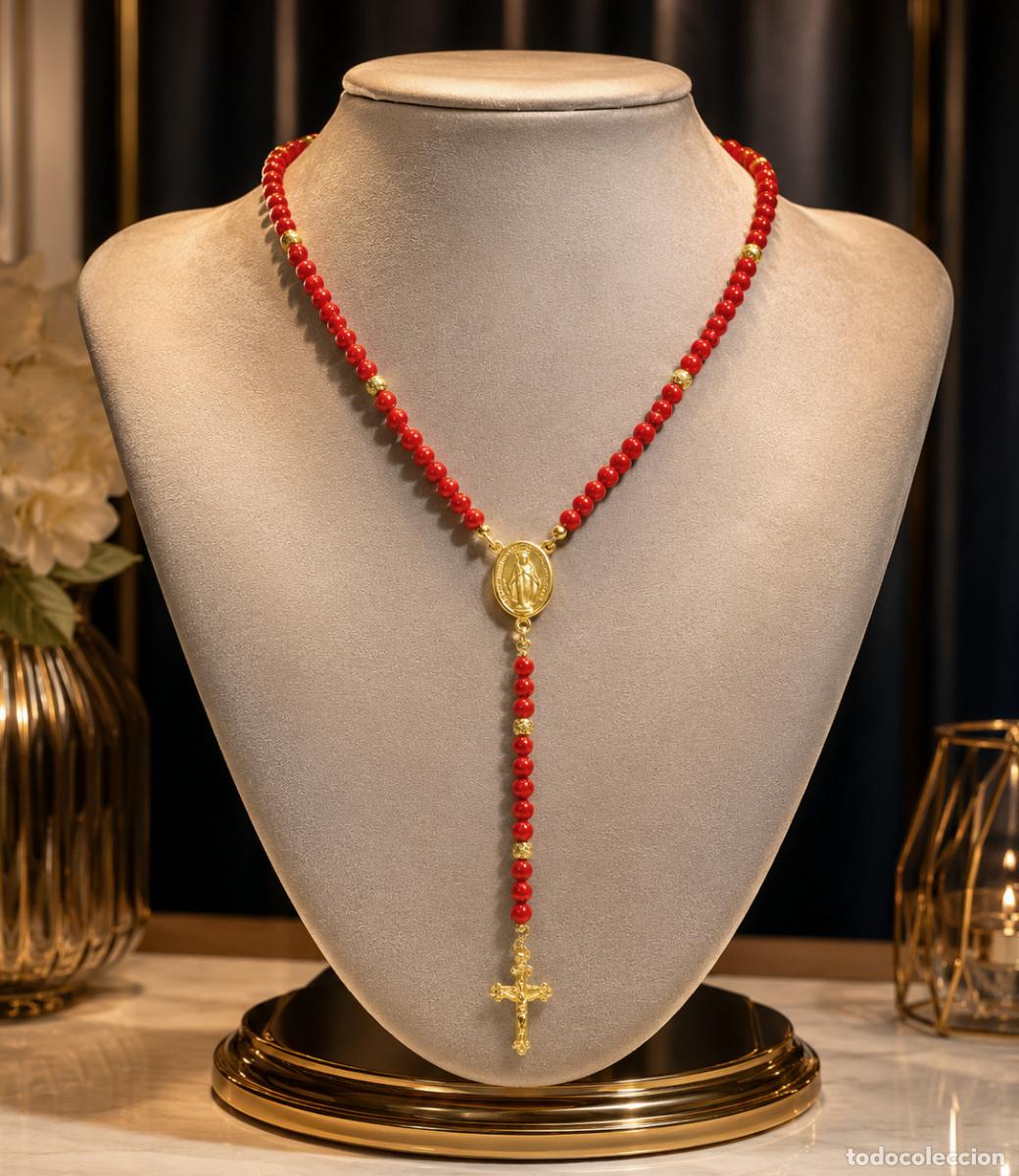 Joyeria: COLLAR DE CORAL ROJO NATURAL Y FORMA DE ROSARIO EN PLATA 925 Y ORO. ITALY C.1990.&nbsp; PESO: 15,5 GRAMOS