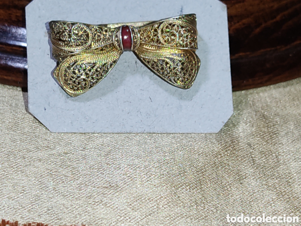 Joyeria: Antiguo broche de plata dorada filigrana.Leer descripci&oacute;n.