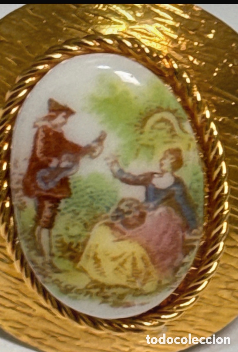 Joyeria: Anillo dorado con escena de limoges (A15) - Foto 2