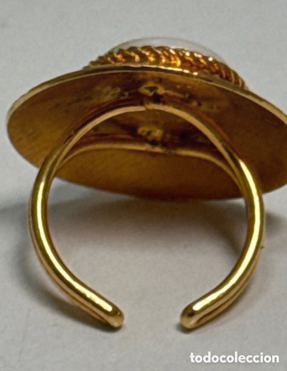 Joyeria: Anillo dorado con escena de limoges (A15) - Foto 4