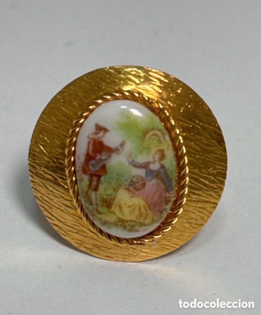 Joyeria: Anillo dorado con escena de limoges (A15) - Foto 1