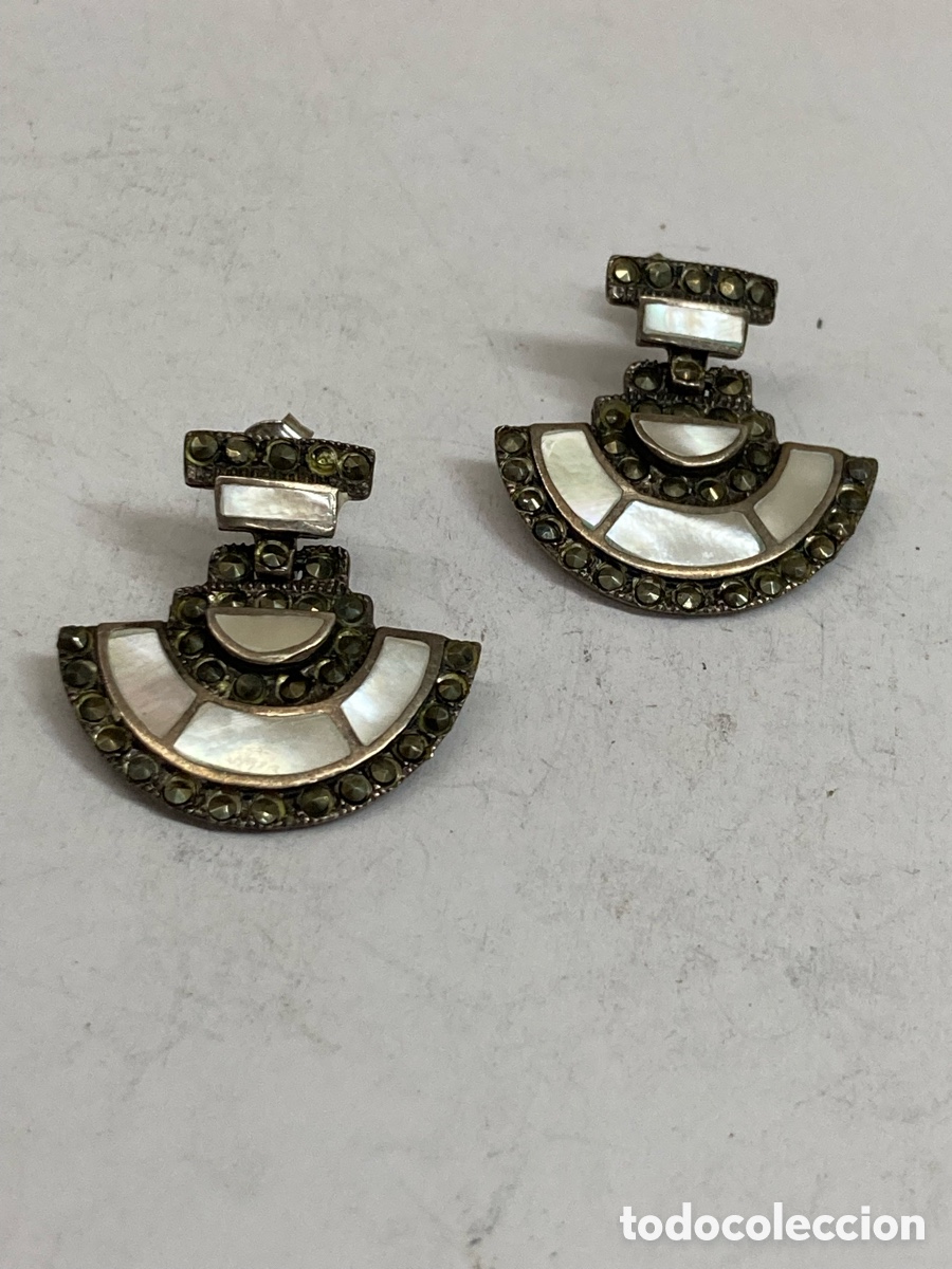 Joyeria: Pendientes de plata n&aacute;car y marquesita / P495 - Foto 1