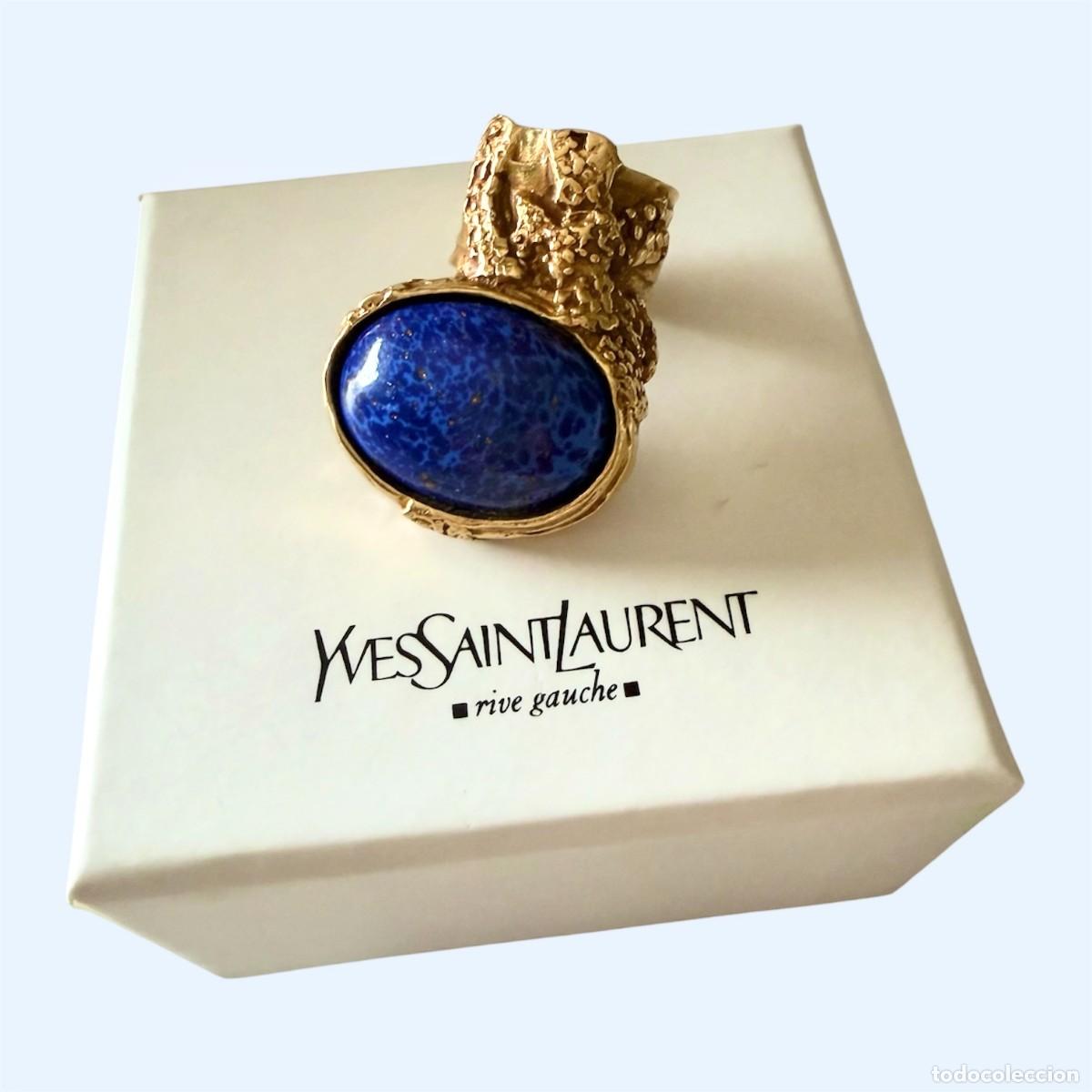 Joyeria: Anillo Yves Saint Laurent Rive Gauche Arty Azul Lapis Talla 6 con Caja Original
