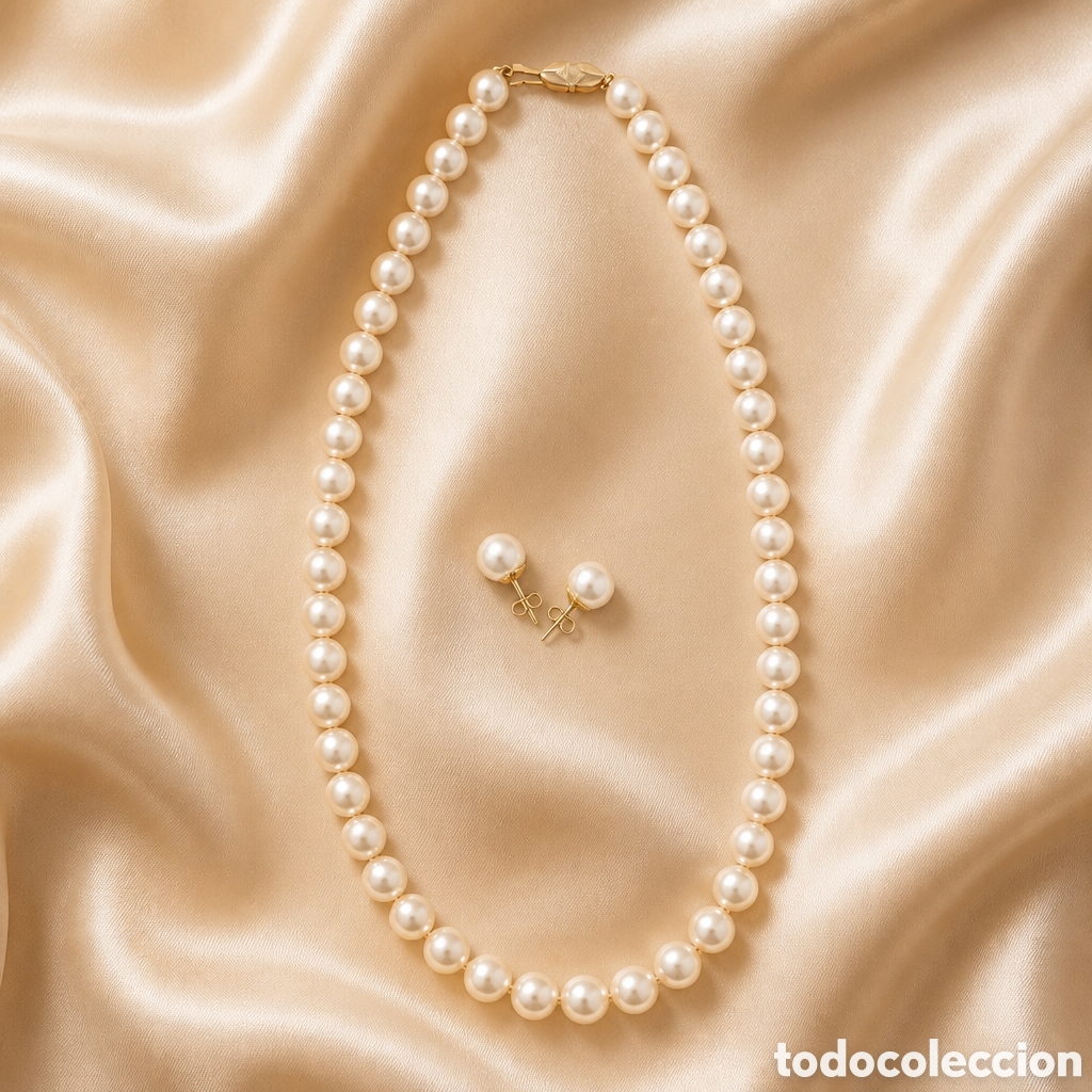 Joyeria: ELEGANTE CONJUNTO DE PERLAS MAJORICA BA&Ntilde;O DE ORO