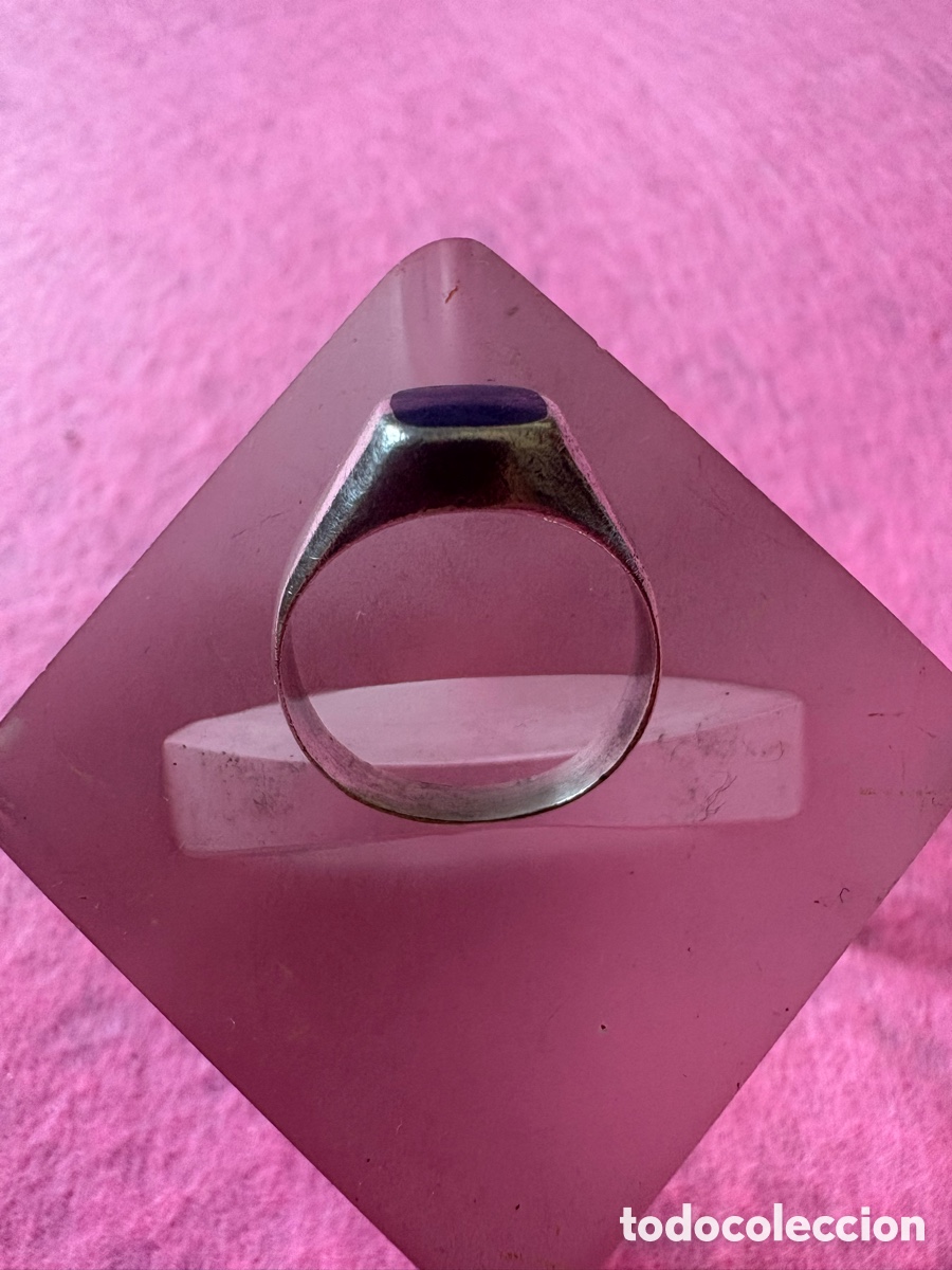 Joyeria: Anillo sello me&ntilde;ique plata de ley y lapisl&aacute;zuli (A1)