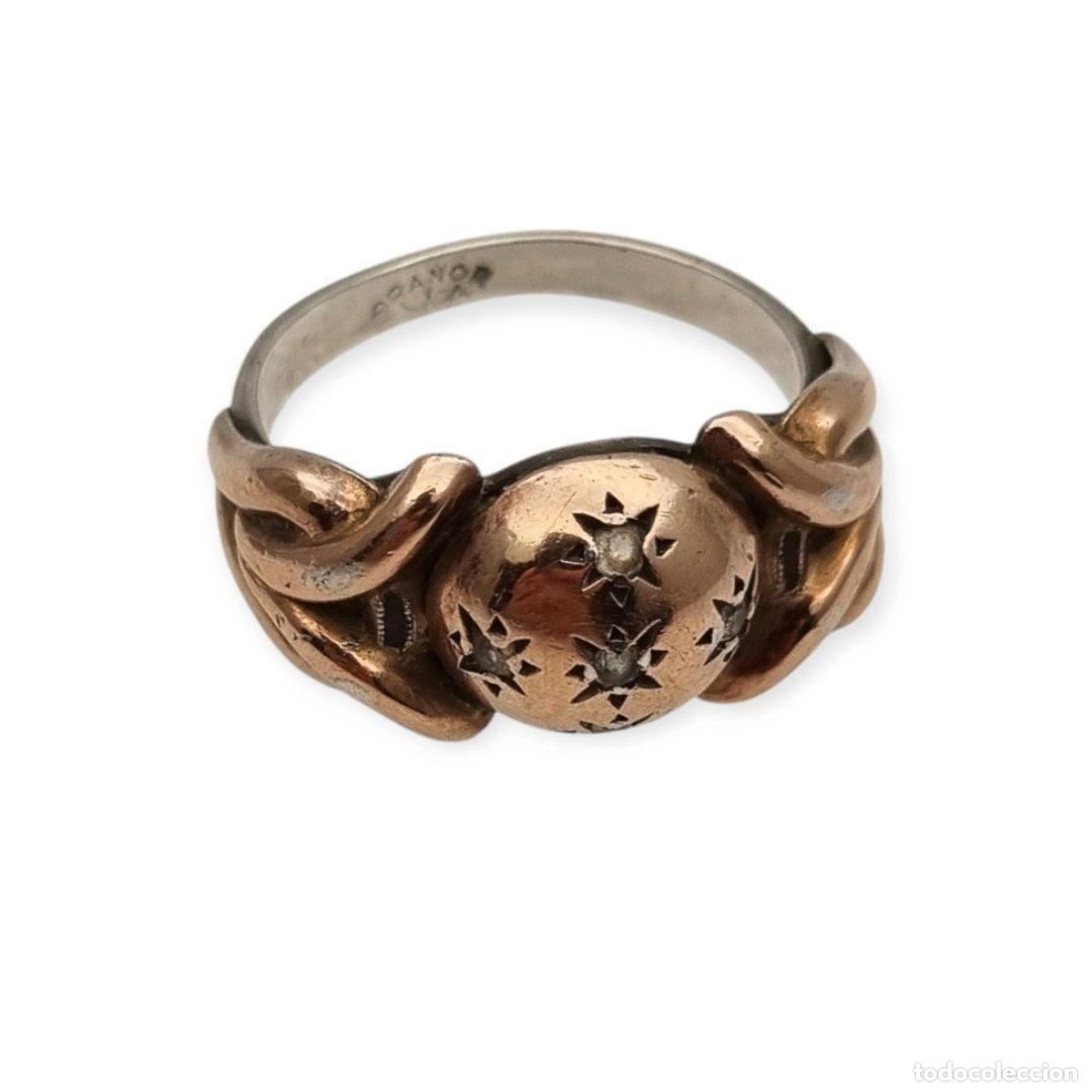 Gioielleria: Anillo franc&eacute;s ORANOR bicolor plata y oro 18K estilo Art D&eacute;co tard&iacute;o circa 1930-1940