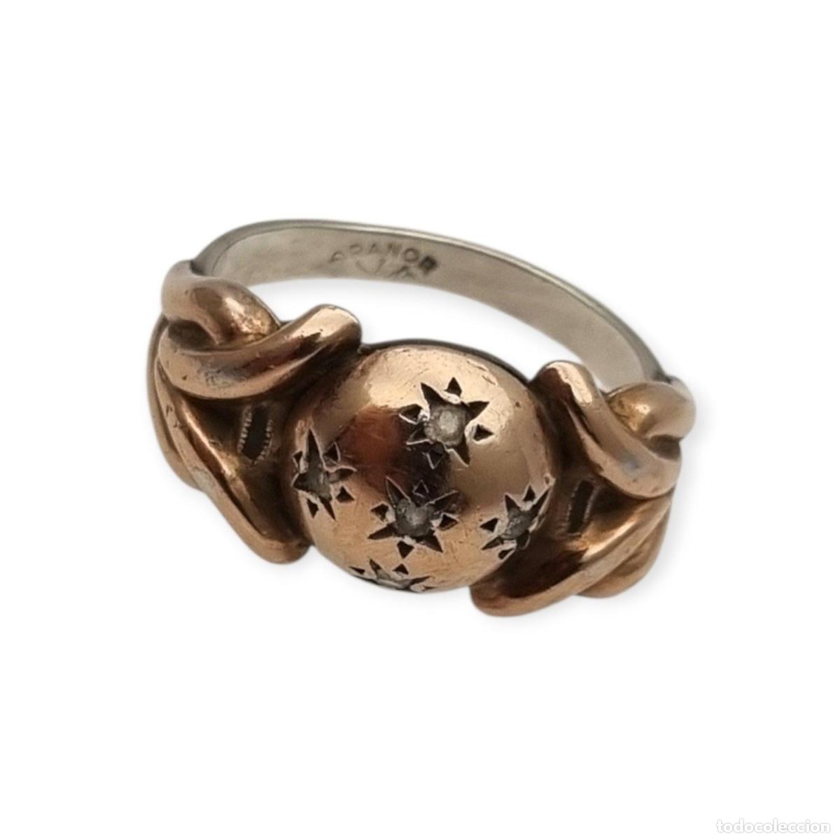 Joaillerie: Anillo franc&eacute;s ORANOR bicolor plata y oro 18K estilo Art D&eacute;co tard&iacute;o circa 1930-1940