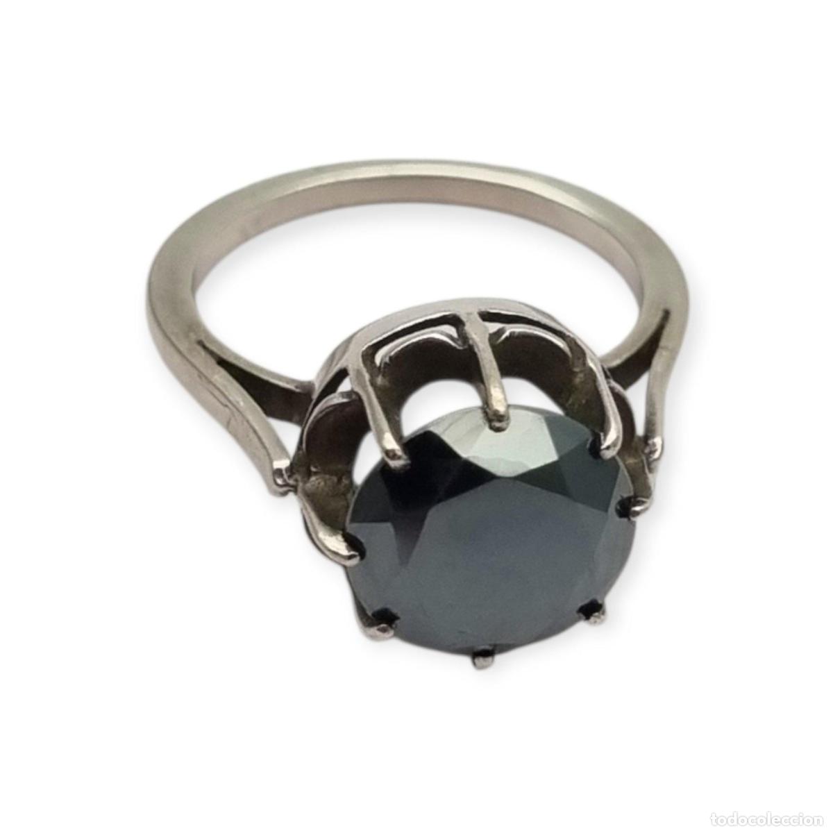 Gioielleria: Anillo de plata con hematita facetada estilo c&oacute;ctel vintage, circa 1980&ndash;2000