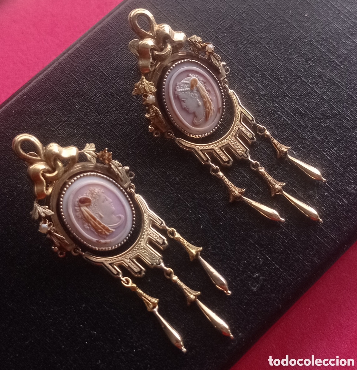 Joyeria: Pendientes isabelinos con camafeo