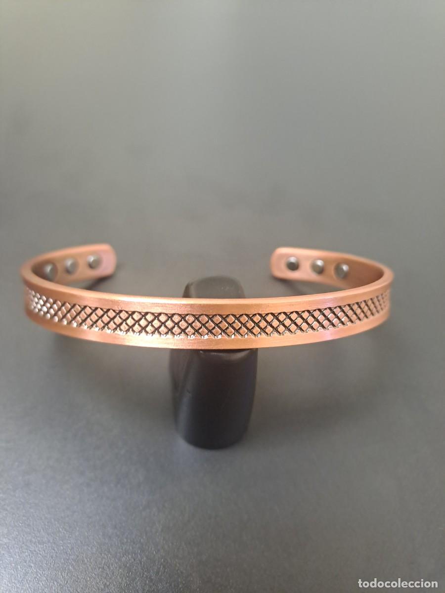 Joyeria: Pulsera terap&eacute;utica magn&eacute;tica de cobre real dise&ntilde;o de celdas geom&eacute;tricas, nueva